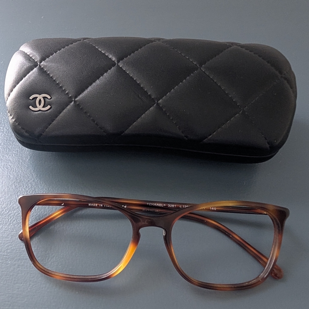 Chanel Glasses Frames Tortoise Shell With Case